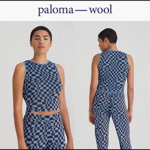 SALE! NWT $149 Paloma Wool Enya brown blue geometric knit tank medium MNZ Spain
